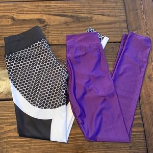 Set of Leggings size small purple and black